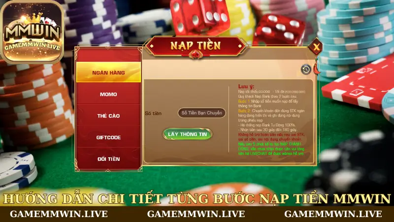Hướng dẫn các bước nạp tiền Mmwin chi tiết